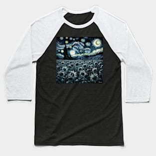 Enchanted Flower Garden Night: Starflower Starry Floral Baseball T-Shirt